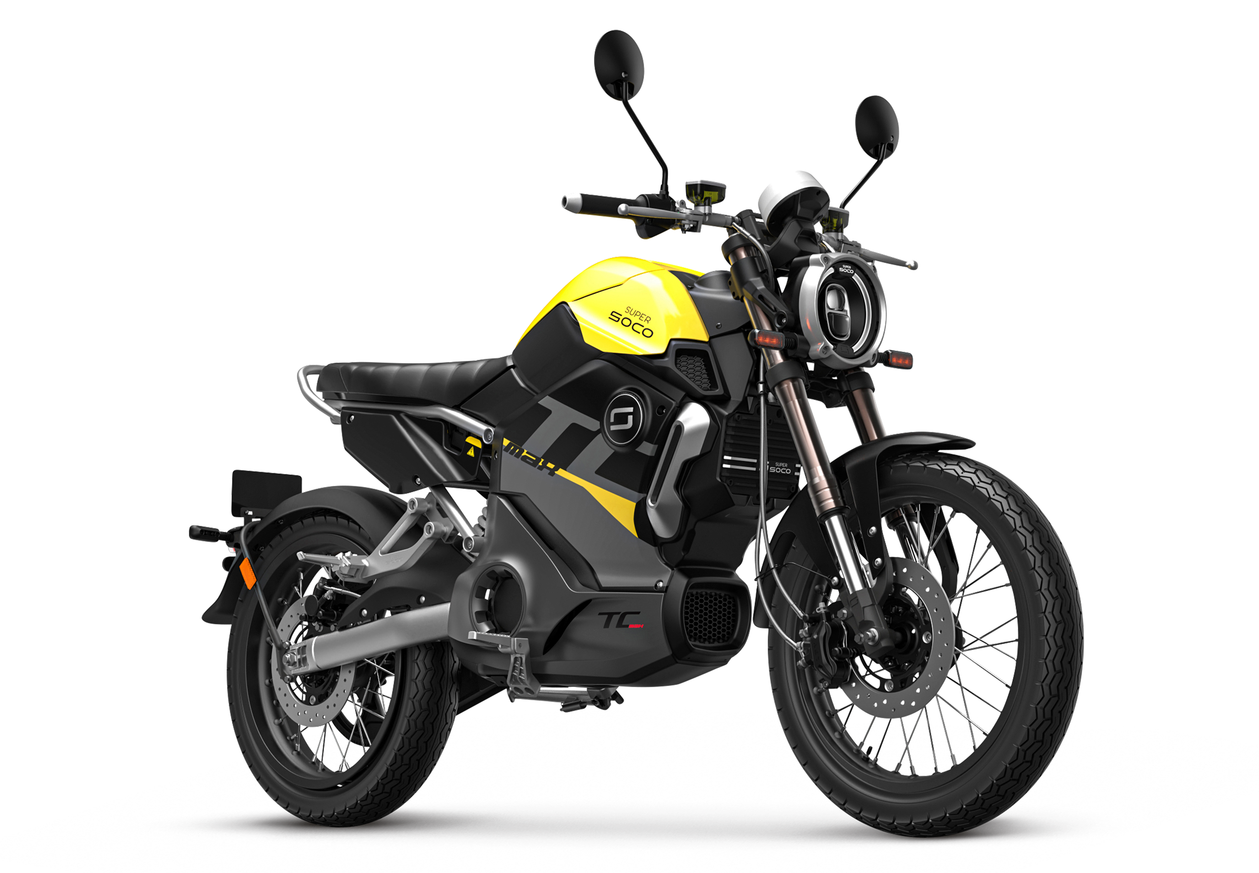 Moto électrique 95km/h Super SOCO TC Max argent avec roues à rayons