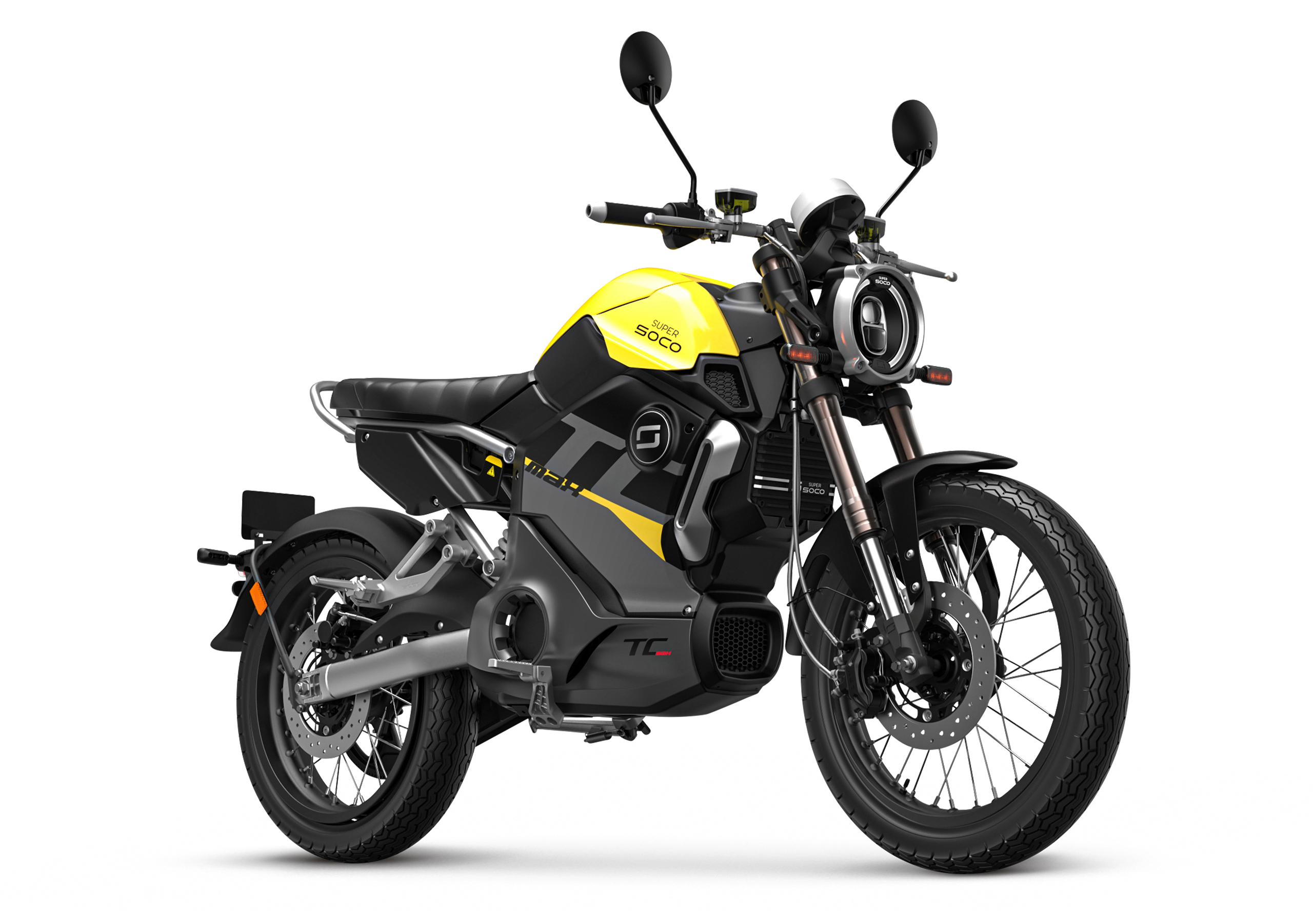 Moto elettrica Super SOCO TC Max 95km/h argento con ruote a raggi